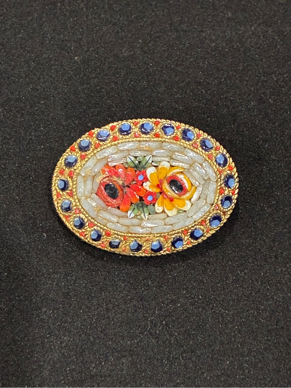 Vintage Micro Mosaic Floral Brooch